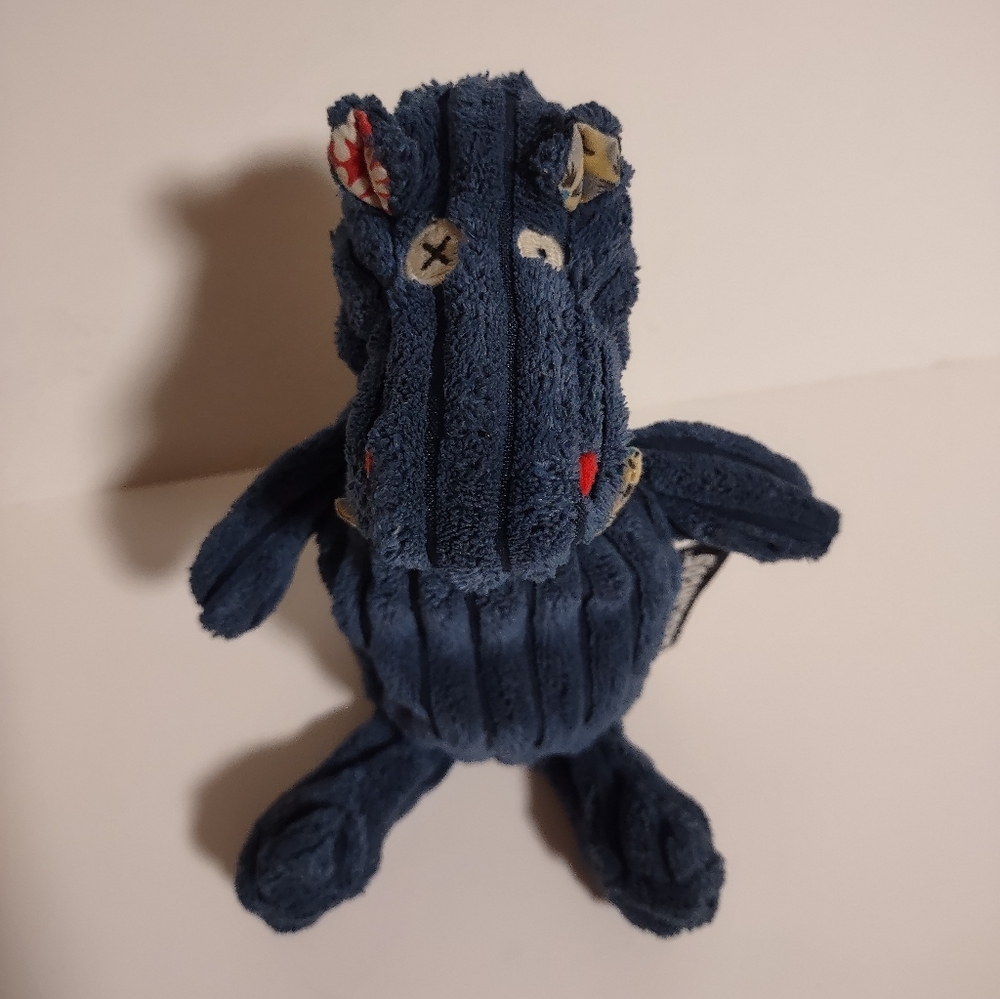 Les Deglingos Hippipos Blue Hippo Plush Blue Ribbed Toy 8.5"